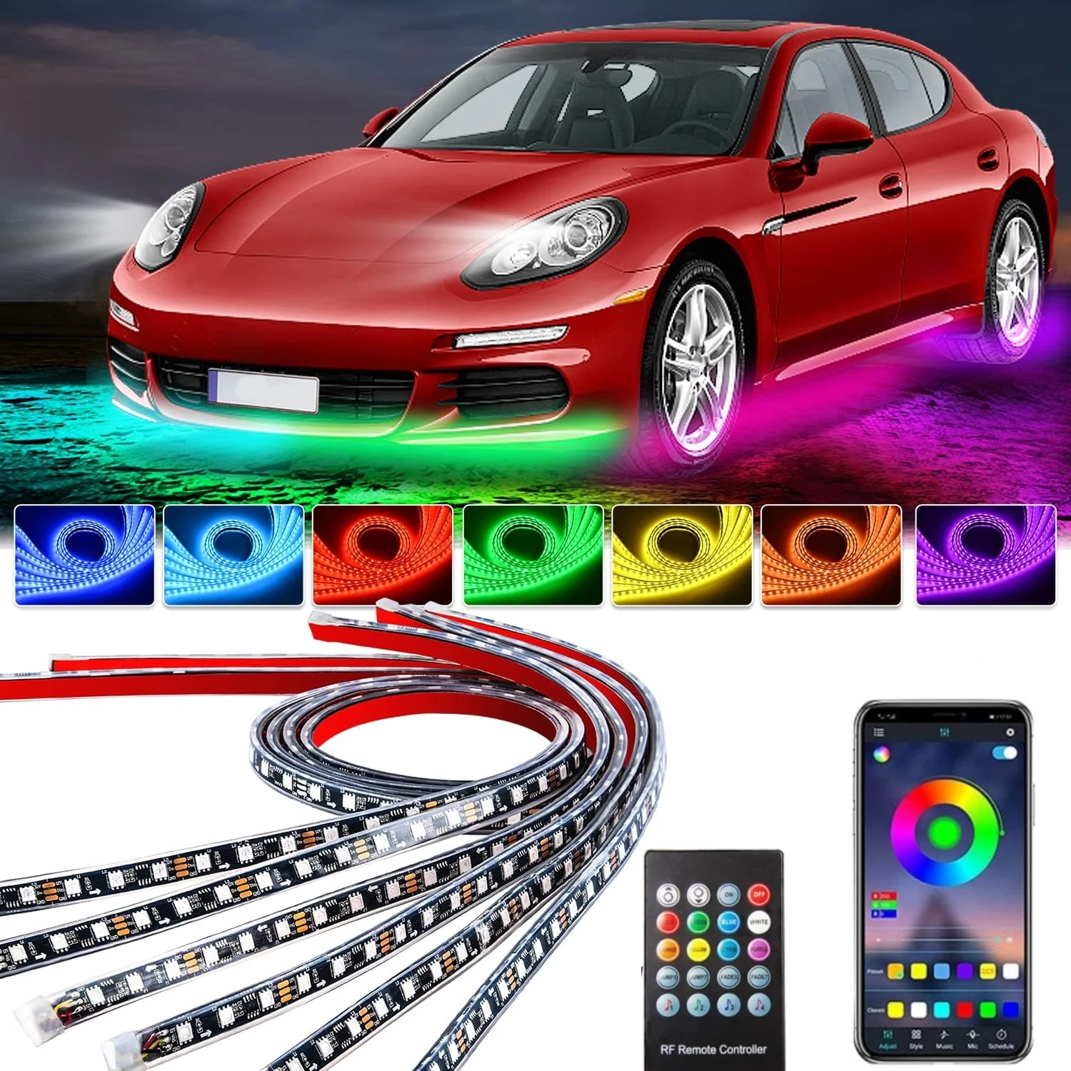 Rgb Hub Sync - ไฟนีออนส่องสว่างใต้แถบไฟ LED ยืดหยุ่นได้โคมไฟบรรยากาศภายในตัวรีโมท/แอป RGB สีฝันตกแต่งอัตโนมัติ