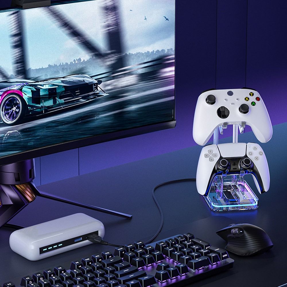 Headset Stand Rgb - ขาตั้งคอนโทรลเลอร์เกมสากลแบบเปลี่ยนได้ ทนทาน พร้อมไฟ RGB ที่วางจอยเกมกันลื่น ที่วางหูฟัง