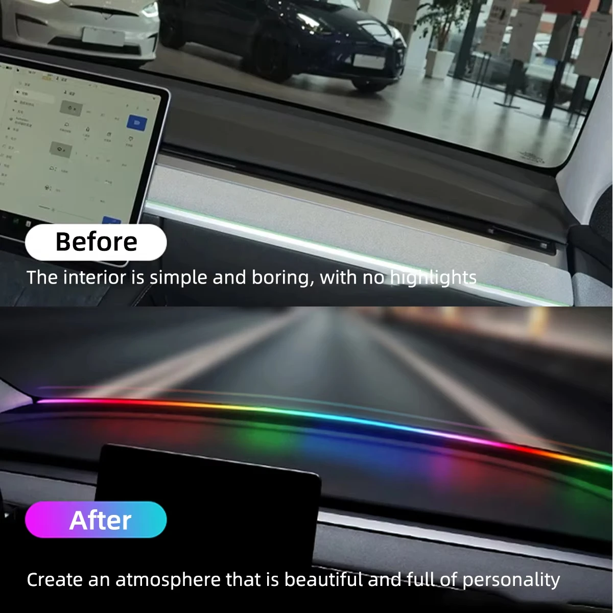 ด้านหน้ากระจก LED บรรยากาศ Lig - Rgb Hub Sync บทวิจารณ์และราคา