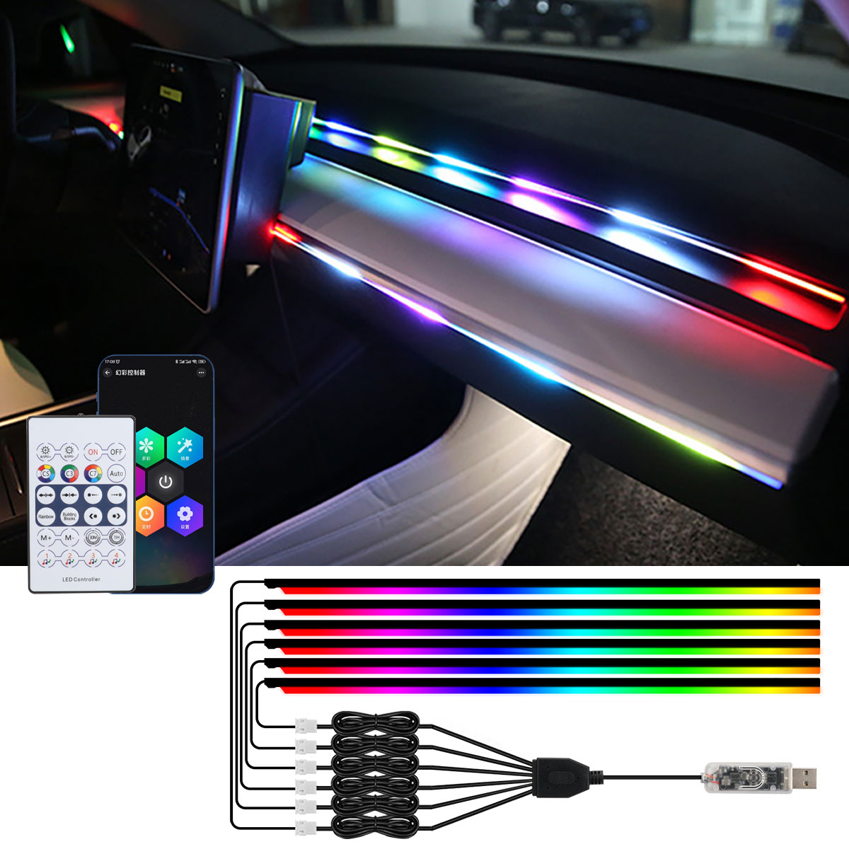 6/10 ใน 1 รถ LED Ambient ไฟ RG - Rgb Hub Sync บทวิจารณ์และราคา