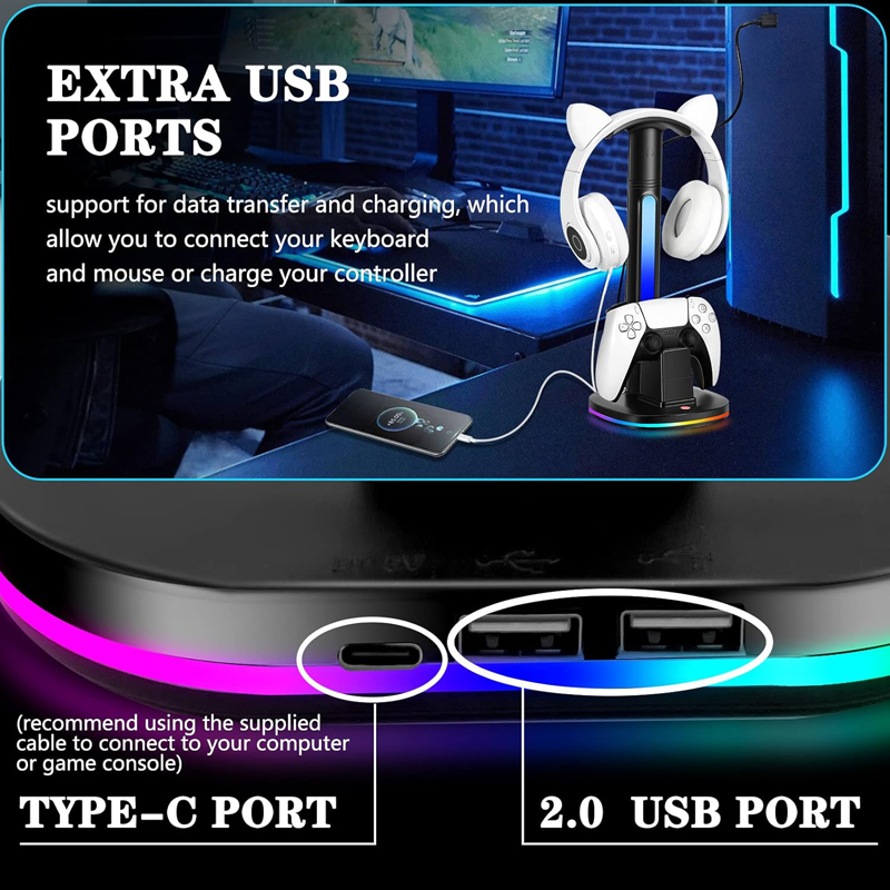 แท่นชาร์จคอนโทรลเลอร์พร้อมหูฟั - Headset Stand Rgb บทวิจารณ์และราคา